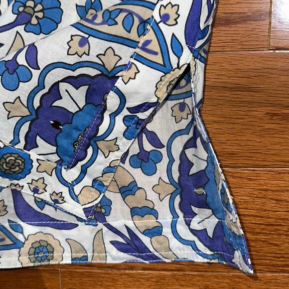 Tory Burch Stephanie Blue Alhambra Cotton Sequin Embellished Tunic Top Size 8 - Picture 9 of 16